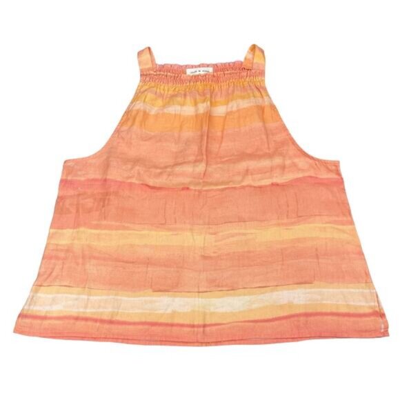 Anthropologie Cloth & Stone Linen Shirred Top Size Medium - Picture 2 of 5